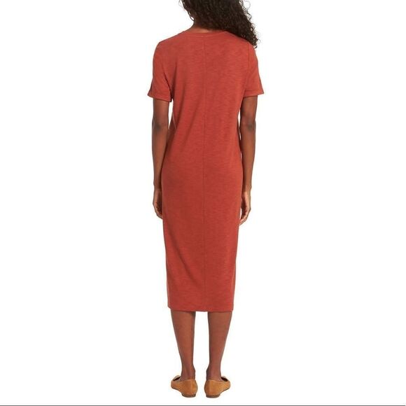 NWT JESSICA SIMPSON Ladies Comfy Lounge Tee Midi Dress in Orange Burnt Brick - Picture 3 of 5